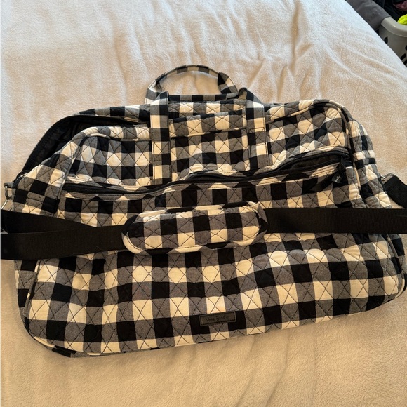 Vera Bradley Black and White Checkered Duffel Bag - Picture 1 of 4